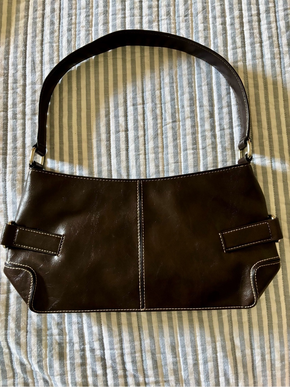 Vintage Y2K Nine West Espresso Brown Baguette Shoulder Bag Minimalist 90s - Picture 5 of 9